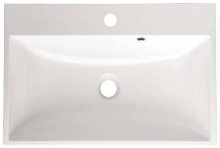 Mereo, Aira, kúpeľňová skrinka s umývadlom z liateho mramoru 61 cm, biela, dub, šedá, MER-CN740M