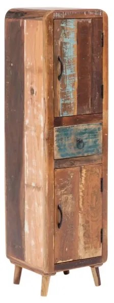furniture-nabytek.cz - Masívna kúpeľňová vysoká skrinka Calcutta II z recyklovaného dreva, lakovaná, viacfarebná – 35×35×135 cm