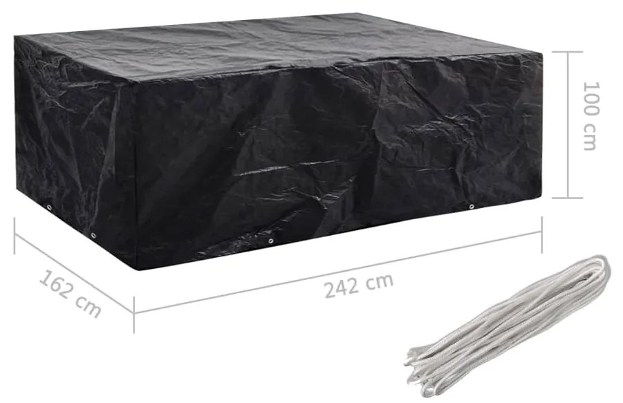 Obal na záhradný nábytok s 8 očkami 242x162x100 cm