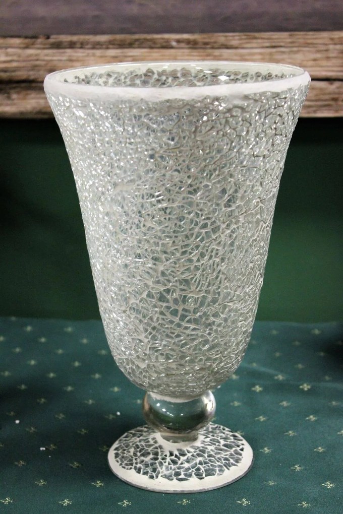 Biela váza z lámaného skla 29cm