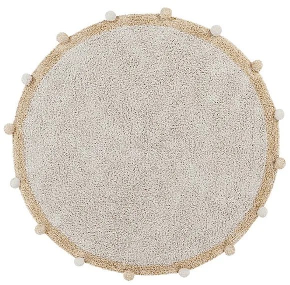 Béžový prateľný ručne tkaný bavlnený detský koberec ø120 cm Bubbly Honey – Lorena Canals