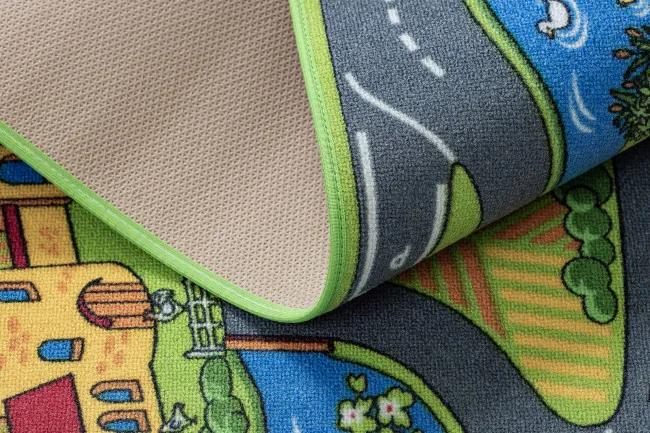Detský koberec REBEL ROADS Country life 90 Dedina, protišmykový - sivý