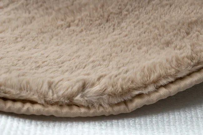 Protišmykový koberec POSH kruh Shaggy camel, béžový, plyš