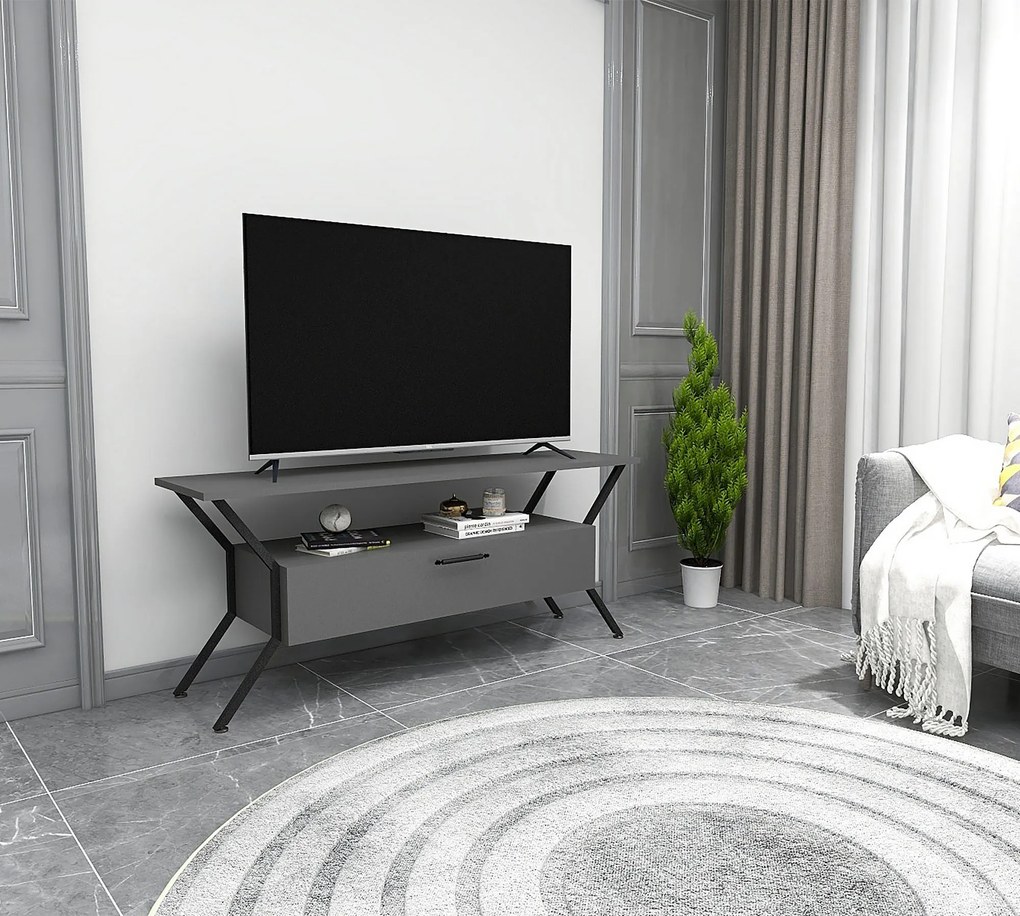 TV stolík/skrinka Tarza (Antracit + Čierna). Akcia -17%. Vlastná spoľahlivá doprava až k Vám domov. 1072863