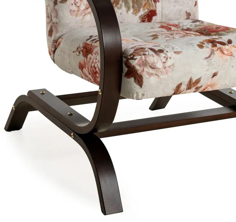 Kreslo Lux kvety, béžová - růže / orech (3995/105)