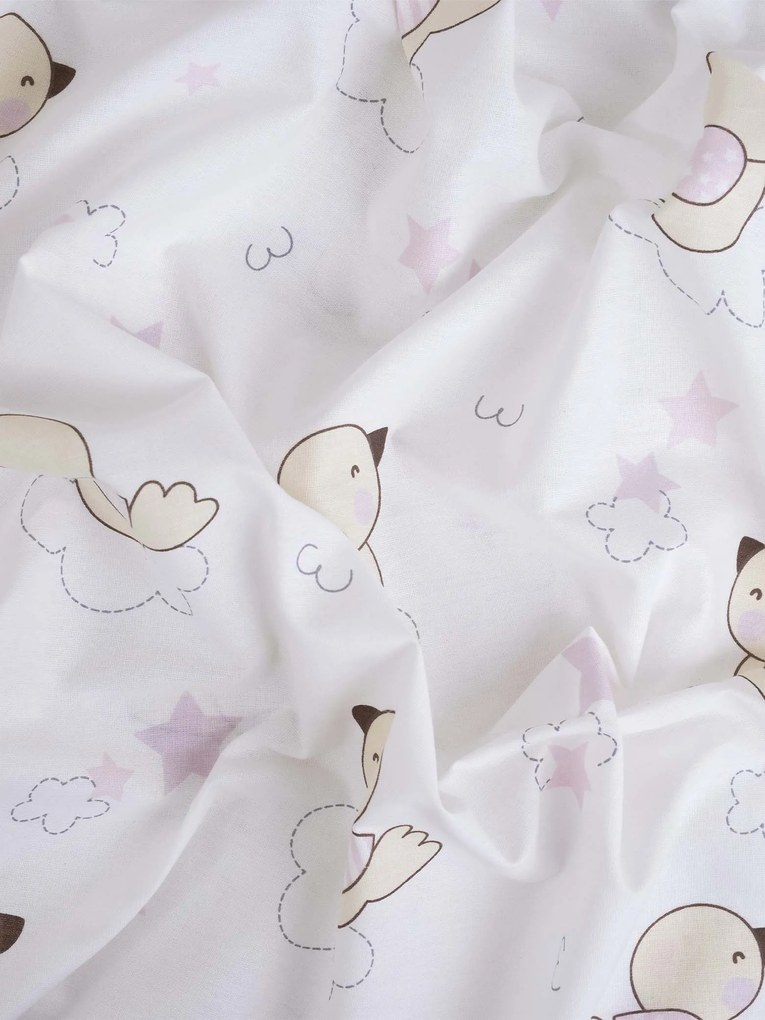 Bavlnená obliečka na vankúš Renforcé 50 × 70 cm - Vtáčiky ružové