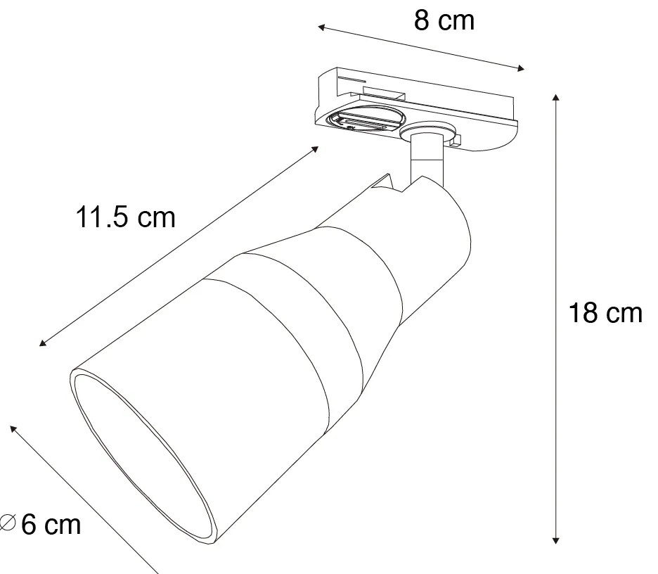 Moderný bodový reflektor čierny s gunmetalom pre 1-fázový koľajnicový systém GU10 50mm - Iconic Kohua