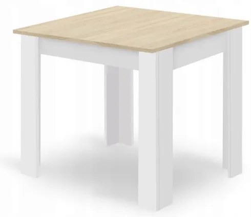 Jedálenský štvorcový stôl dub sonoma / biely so štyrmi stoličkami OSAKA čierne / hnedé