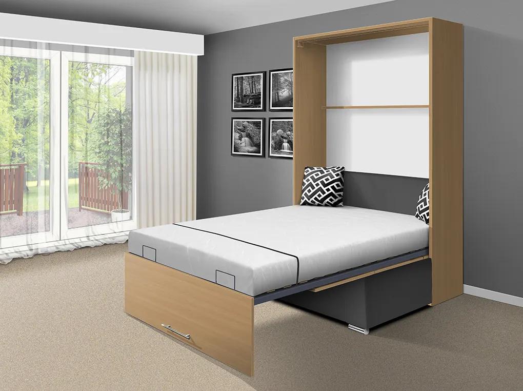 Nabytekmorava Sklápacia posteľ s pohovkou VS 21058P 200x180 farba pohovky: Červená, Typ farebného prevedenia: Agát / dvere biele LESK