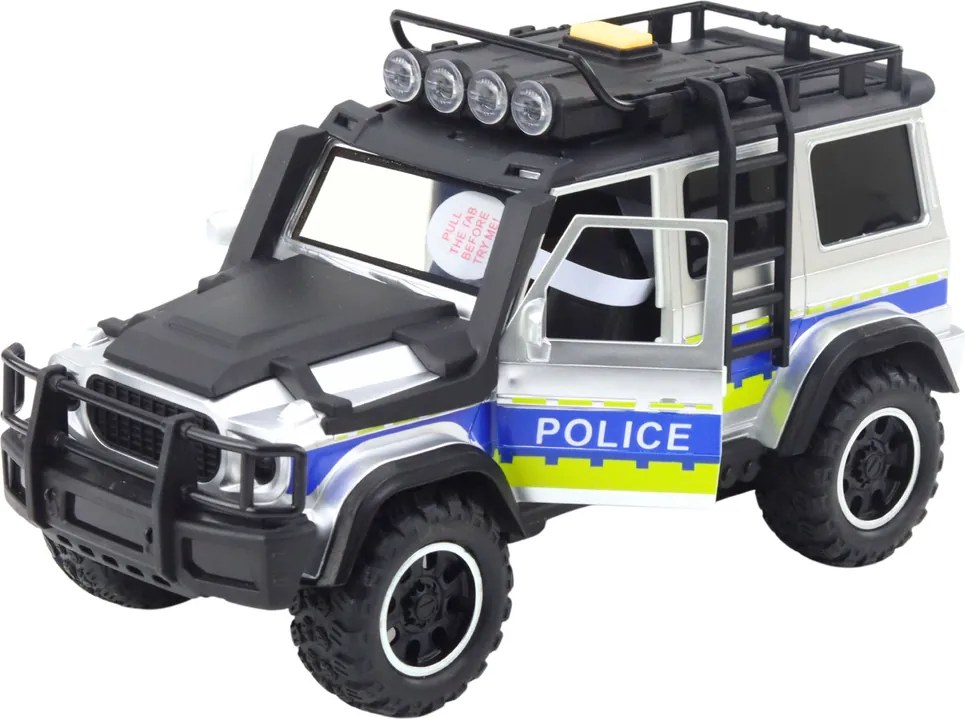 LEAN Toys Policajné terénne vozidlo s prívesom na kone Svetlá, zvuky