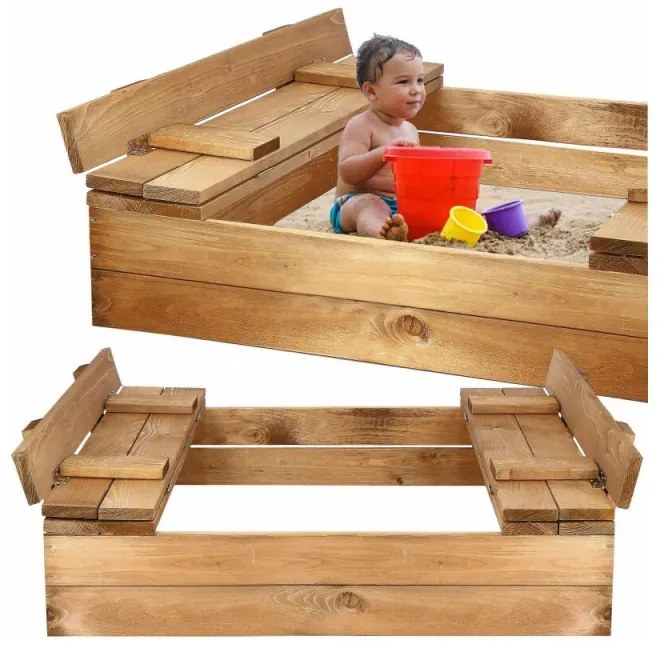 SPRINGOS Detské pieskovisko s krytom 98x98 cm SPRINGOS + podložka