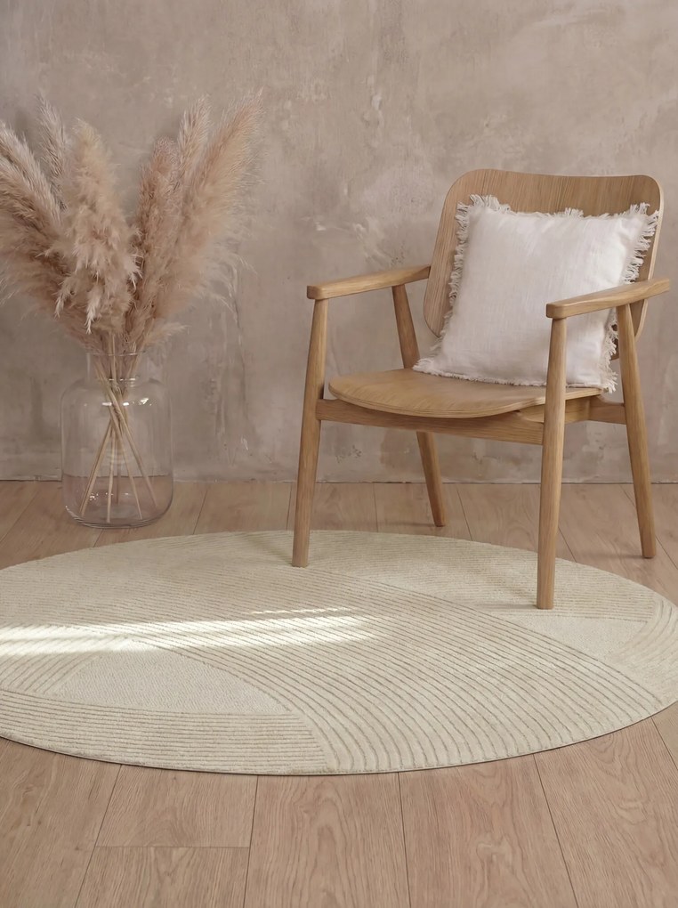 Ted Baker, Kusový koberec Ted Baker Kensington 106399 Cream kruh, 200x200 (priemer) kruh, biela, kancelária