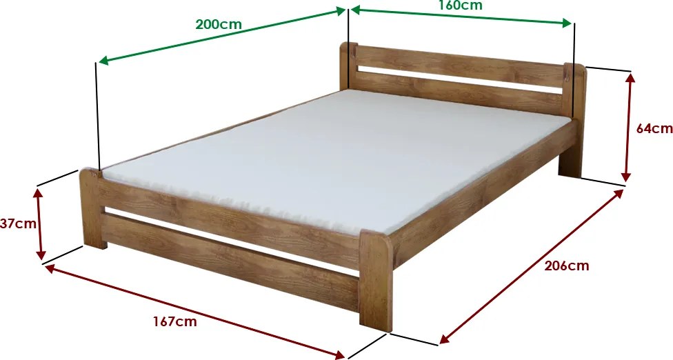 AKCIA Posteľ Laura 160 x 200 cm, dub II. akosť