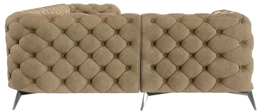 Svetlohnedá zamatová rohová pohovka (ľavý roh/do L) Chelsea – Ropez