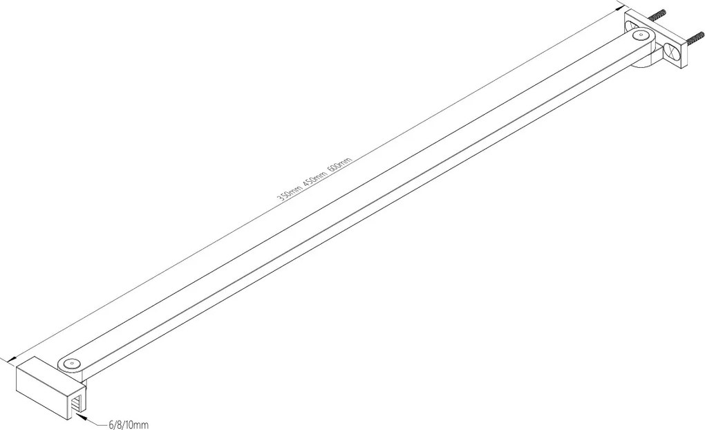 Erga Paris, rohová vzpera pre sprchové zásteny s hrúbkou skla 6/8/10 mm, dĺžka 35cm, chrómová, ERG-V02-PARIS-BAR35-CR