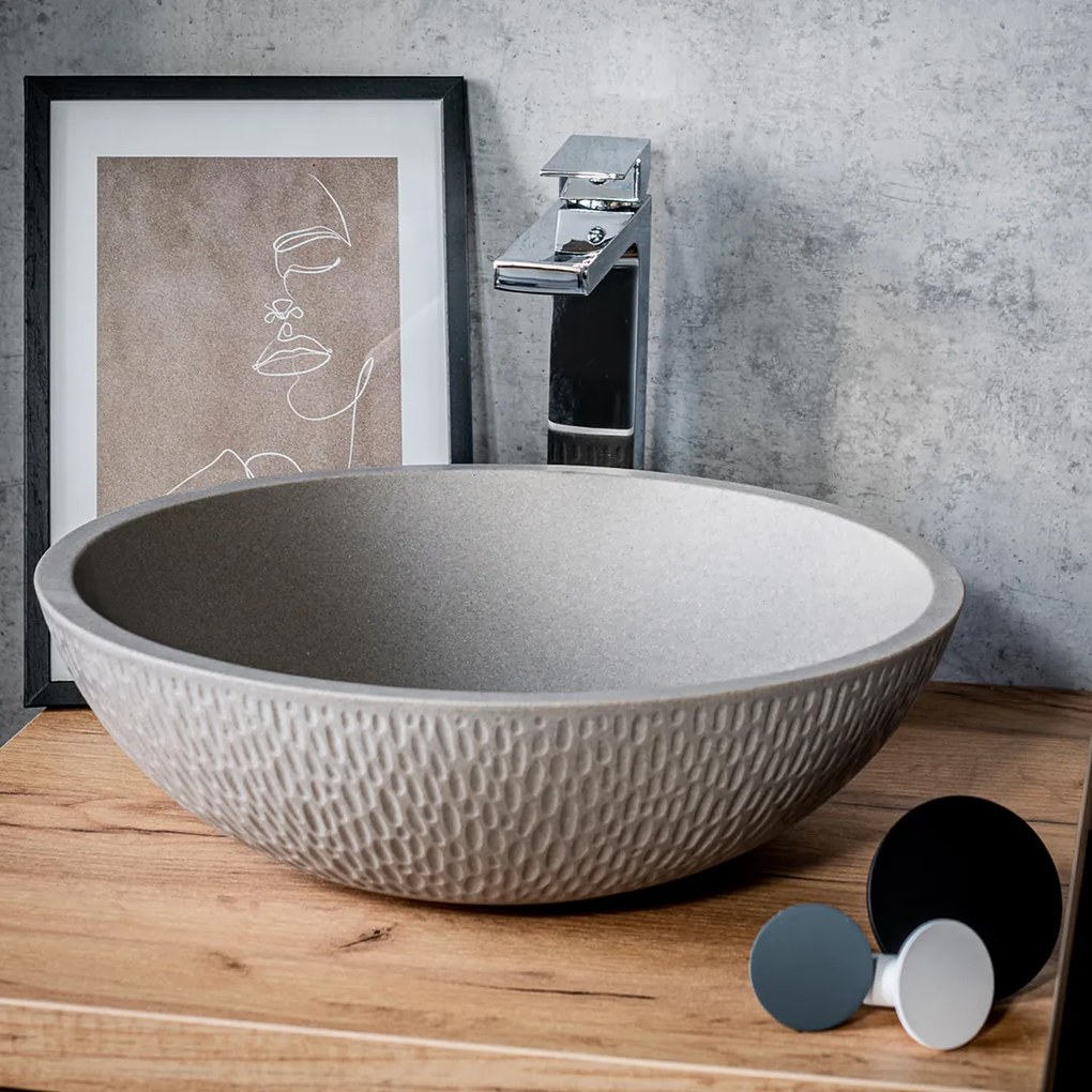 Kuchinox Umývadlo na dosku Amber ø41 cm - VGR1521T, granit, sivé