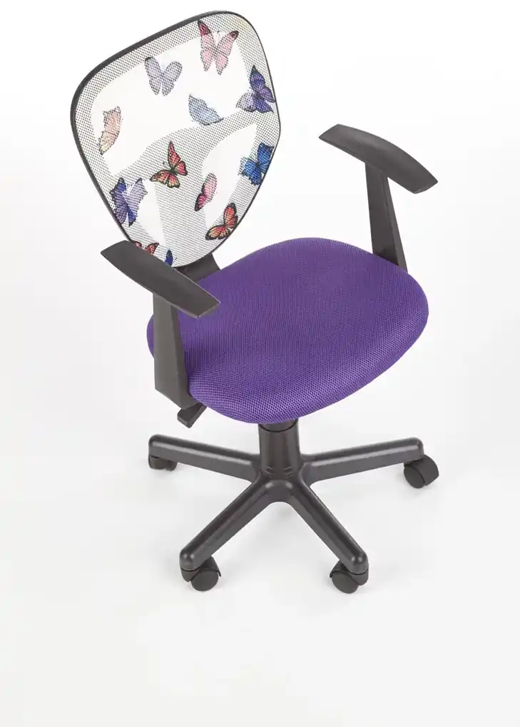 Detská stolička na kolieskach Spiker - fialová / vzor motýle | BIANO