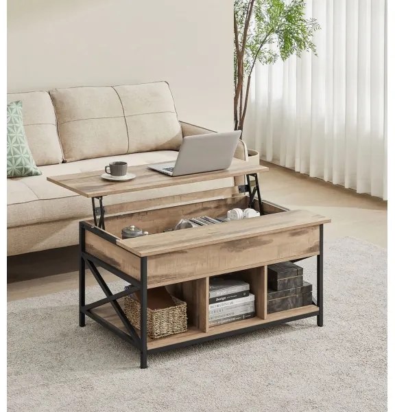 Konferenčný stolík NYRO s výsuvno-zdvíhacou doskou, hnedý/čierny