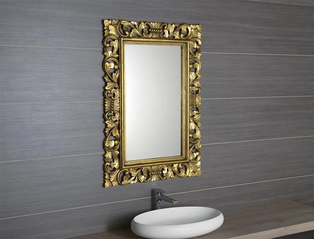 Sapho Sapho, SCULE zrkadlo v ráme, 70x100cm, zlatá Antique, IN163