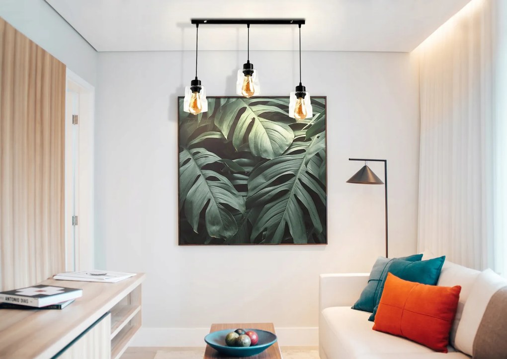 BERGE LED stropné závesné svietidlo 3xE27, rolovací, priehľadný štvorec