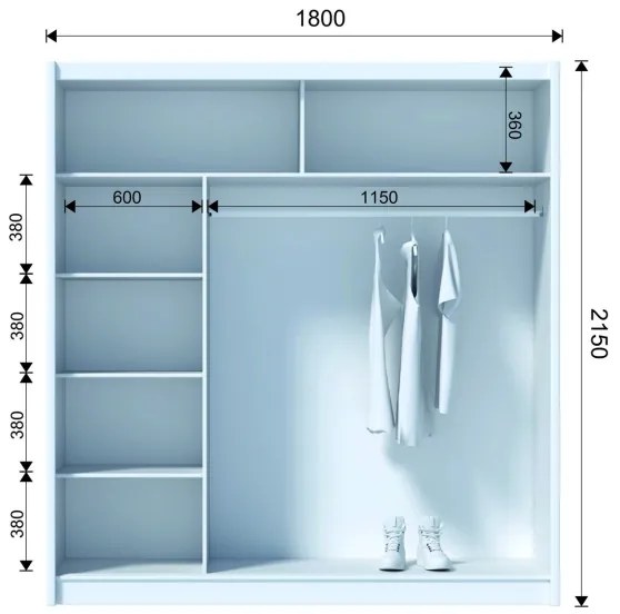 Šatní skriňa so zrkadlom SABRINA 180x215 cm dub sonoma