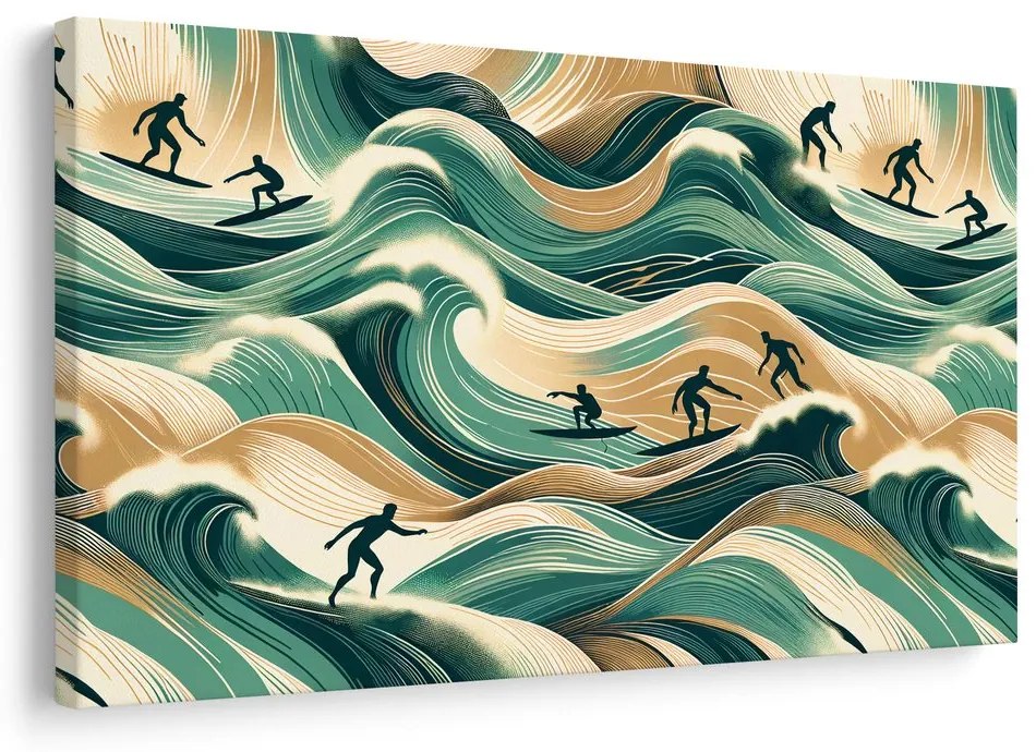 Obraz surfisti v akčnej krajine