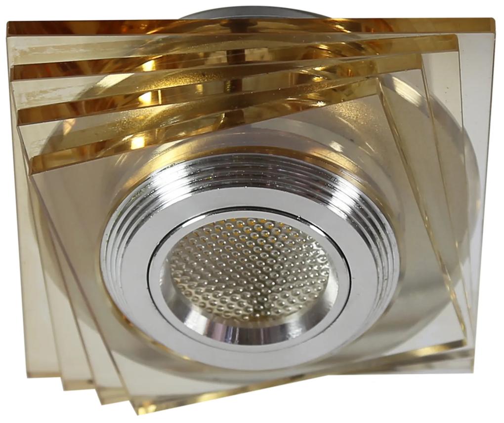 CLX Stropné moderné podhľadové LED osvetlenie HARA, 3W, teplá biela, hranaté, hnedé
