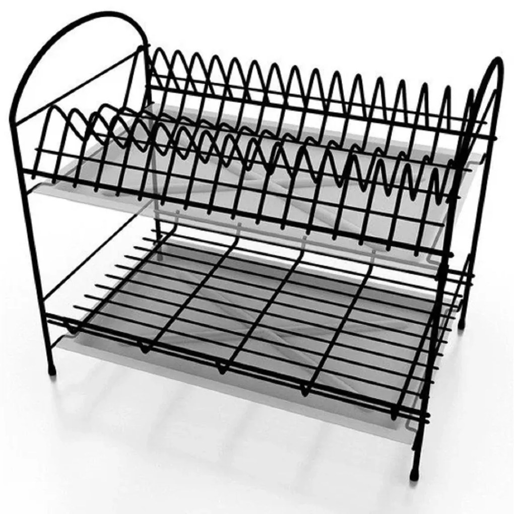 ALTOM Odkvapkávač na riad, dvojposchodový, až na 16 tanierov, čierny kov