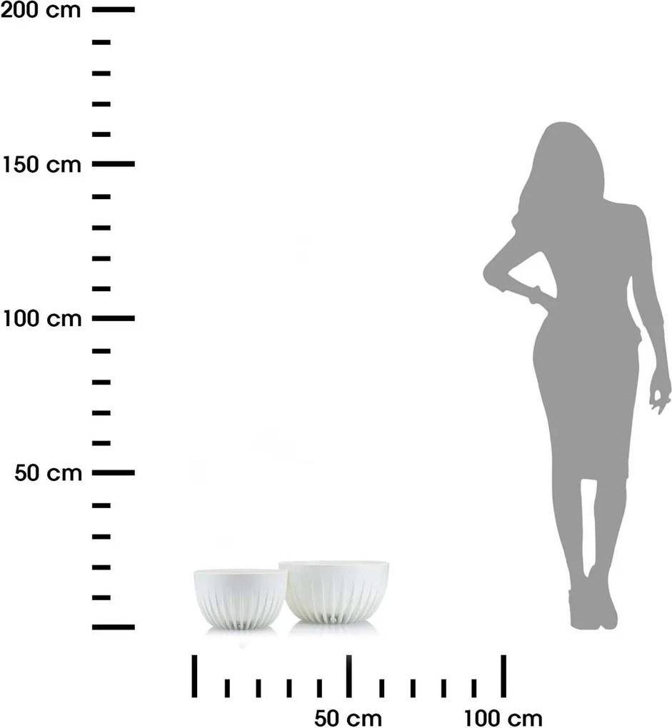 PLASTOVÝ KVETINÁČ STRIPPED ECO SADA 2KS 16X30 CM+15X24 CM BIELA
