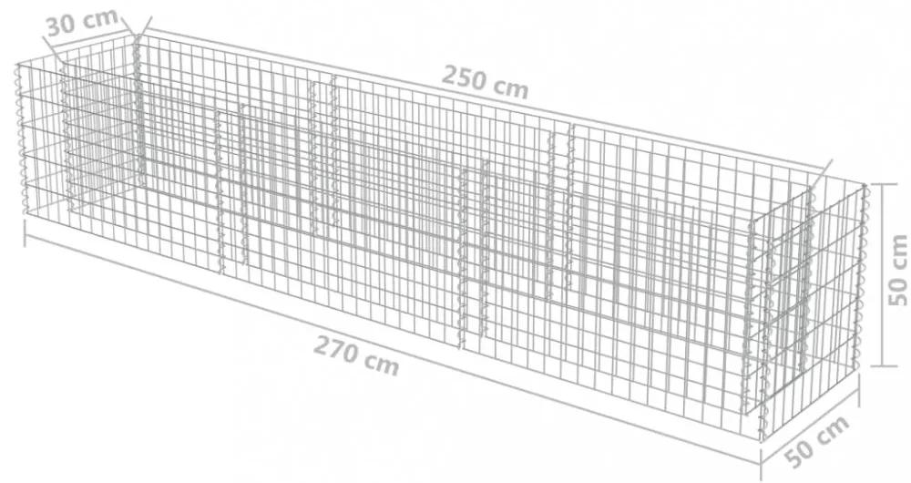 Gabiónový vyvýšený záhon pozinkovaná oceľ Dekorhome 270x50x100 cm
