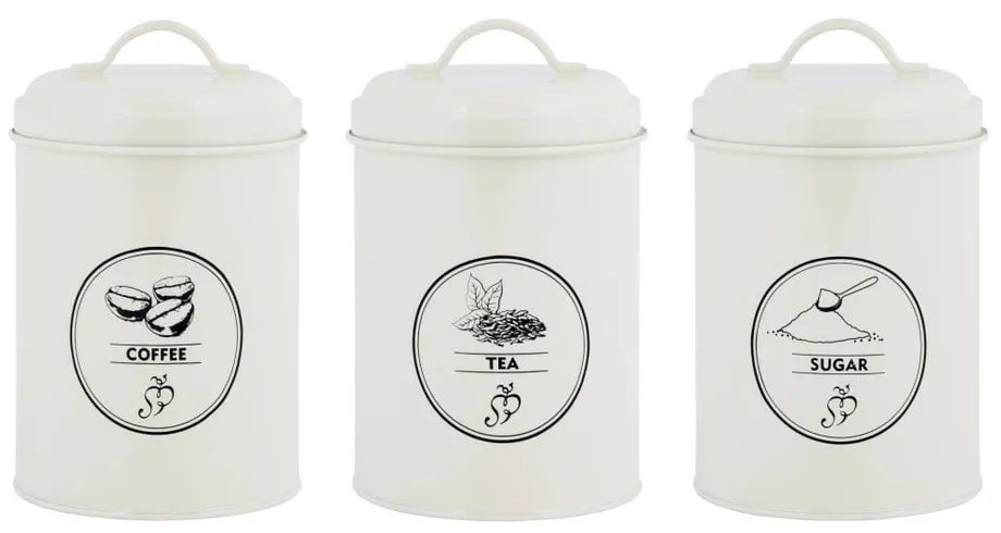Oceľové dózy v súprave 3 ks na kávu/na sypaný čaj – Esschert Design