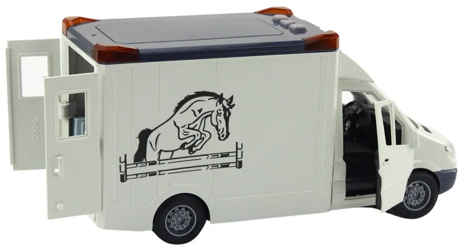 LEAN TOYS Prepravné auto na kone, svetlá, zvuk - biela