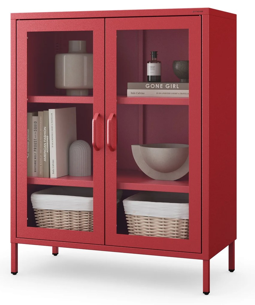 Vitrína GINA, 800 x 1015 x 400 mm, Modern: červená farba
