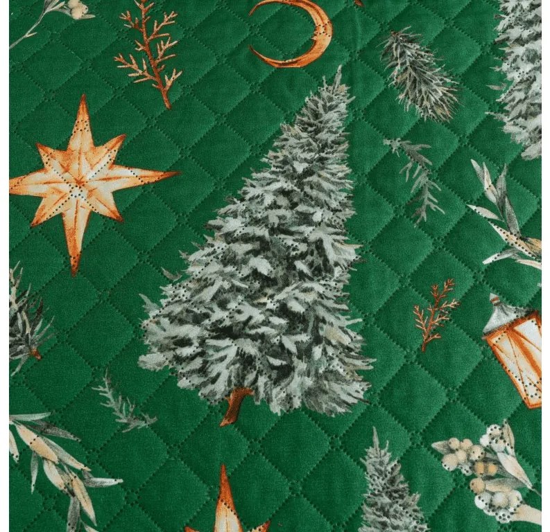 Prehoz na posteľ GREEN CHRISTMAS zelený Rozmer: 170 x 210 cm