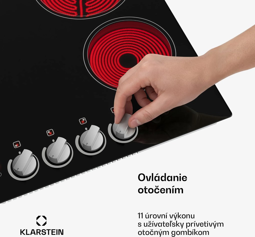 Klarstein EasyCook sklokeramická varná doska | 4 varné zóny | 6000 W | 11 výkonových stupňov | 60 cm