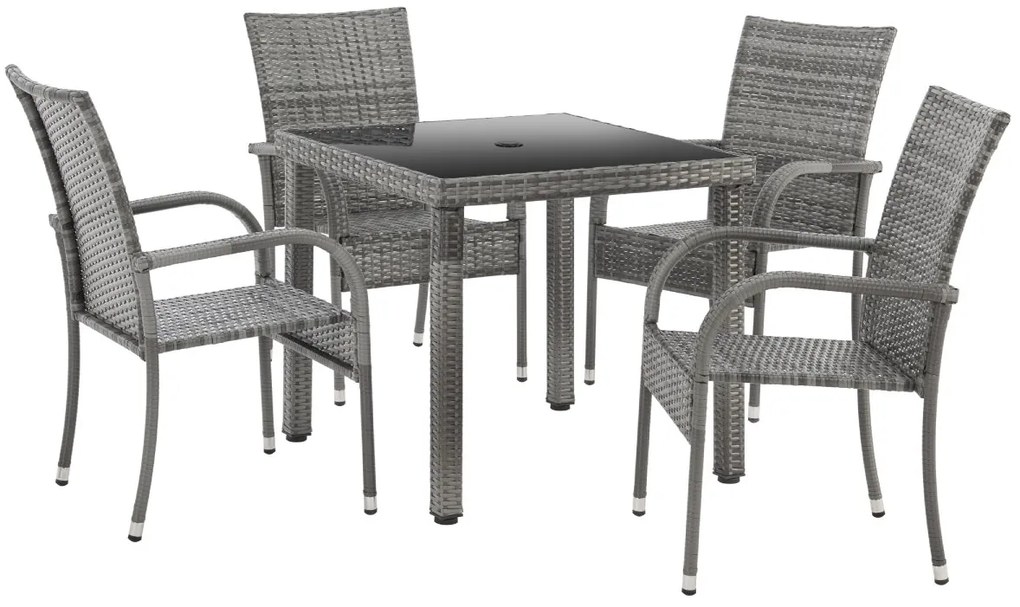 5dielny záhradný jedálenský ratanový set BestBerg Capri BBRF-17785G / sivá