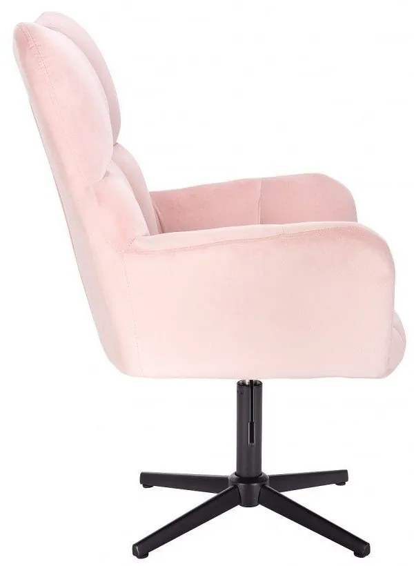 LuxuryForm DESIGN Otočné kreslo AURORA VELUR na čiernom kríži - svetloružové