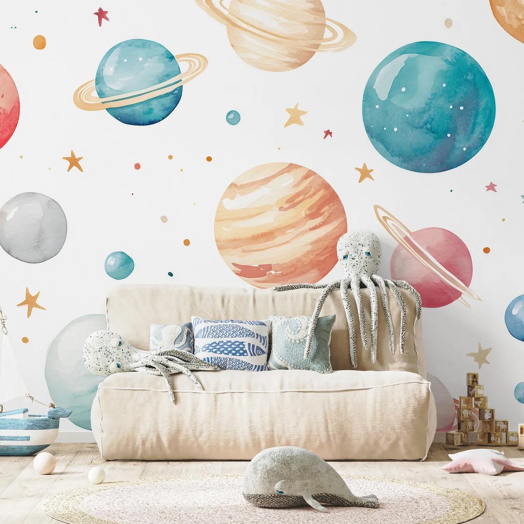 Fototapeta - Farebné planetky (147x102 cm)