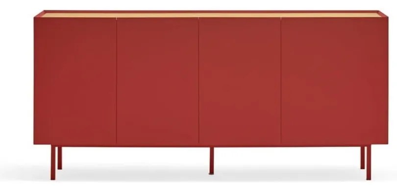 Červená nízka komoda v dekore duba 165x78 cm Arista – Teulat