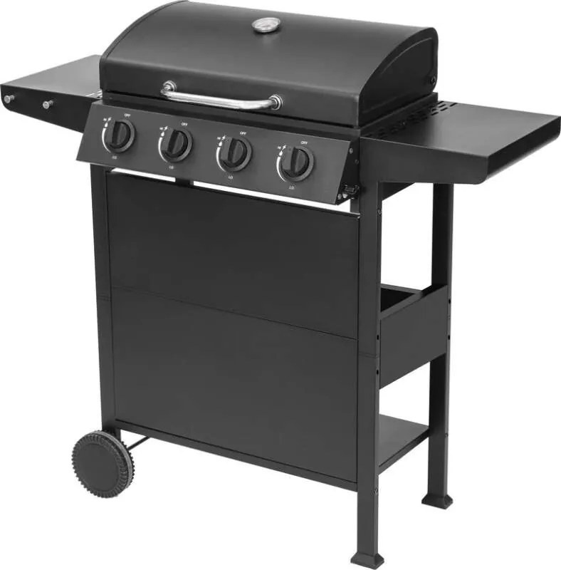 ST Záhradný plynový gril BBQ 4 horáky čierny