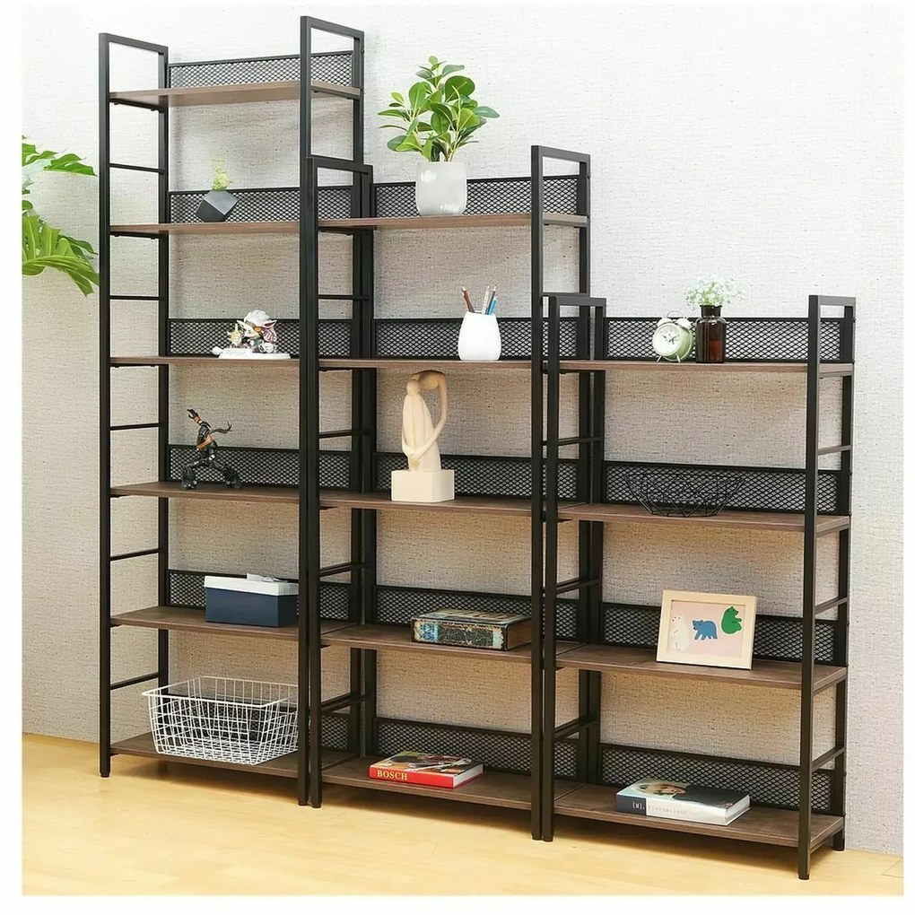 Regál Raw R6 187 cm černý mat/dub přírodní