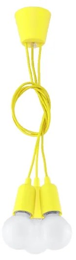 Závesné svietidlo Diego 3, žlté telo svietidla