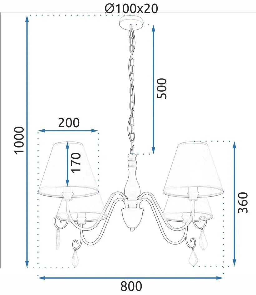 Toolight, závesná Vintage lampa 4xE14 APP991-4CP, šedá-strieborná, OSW-05555