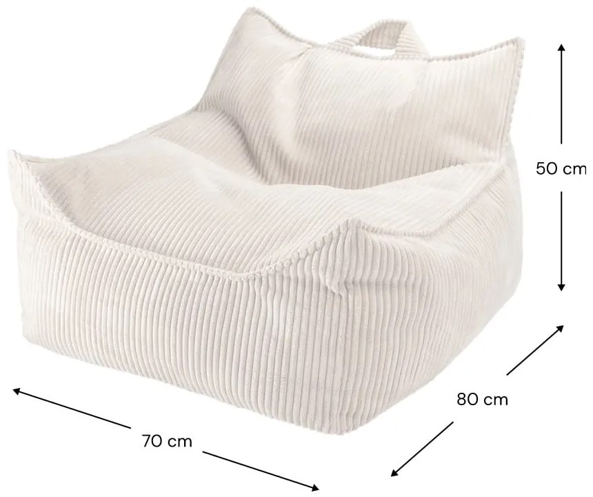 Krémovobiely menčestrový detský sedací vak Chair – Wigiwama