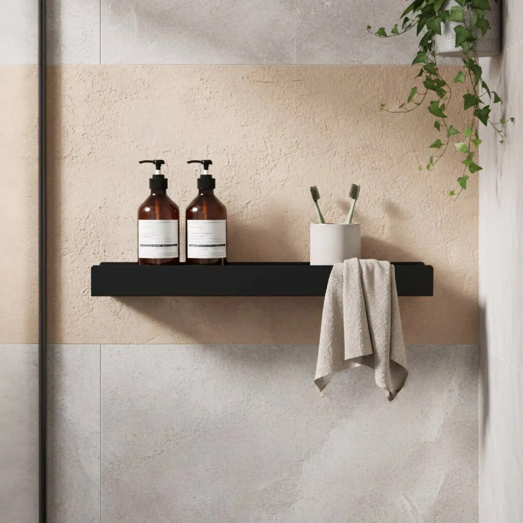 Rea Rea, kúpeľňová polica 60cm, SF04, čierna matná, REA-06004
