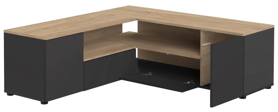 TV stolík v dekore duba v čierno-prírodnej farbe 130x46 cm Angle – TemaHome