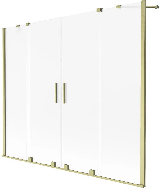 Mexen, Mexen Velar Duo parawan nawannowy 2-skrzydłowy rozsuwany 190 x 150 cm, szron, złoty szczotkowany - 896-190-000-32-55