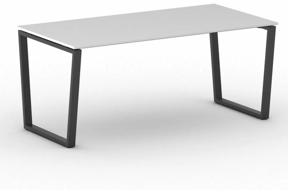 Kancelársky stôl PRIMO IMPRESS, čierna podnož, 1800 x 900 mm, biela