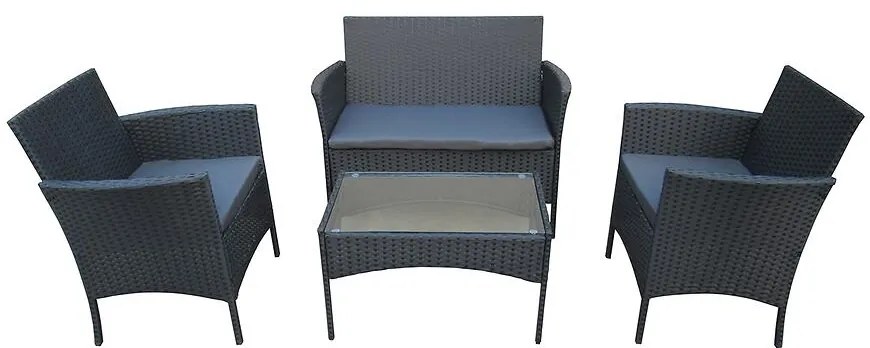 Komplet technoratanový 2+1+1 čierna