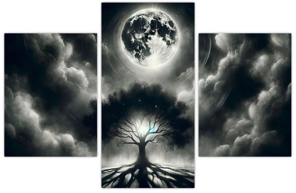 Obraz – Čiernobiely strom v splne (90x60 cm)